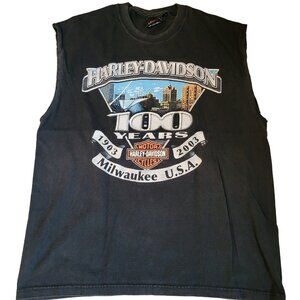 Vtg 100 Years House of Harley Davidson Milwaukee USA Muscle Tee Sz L